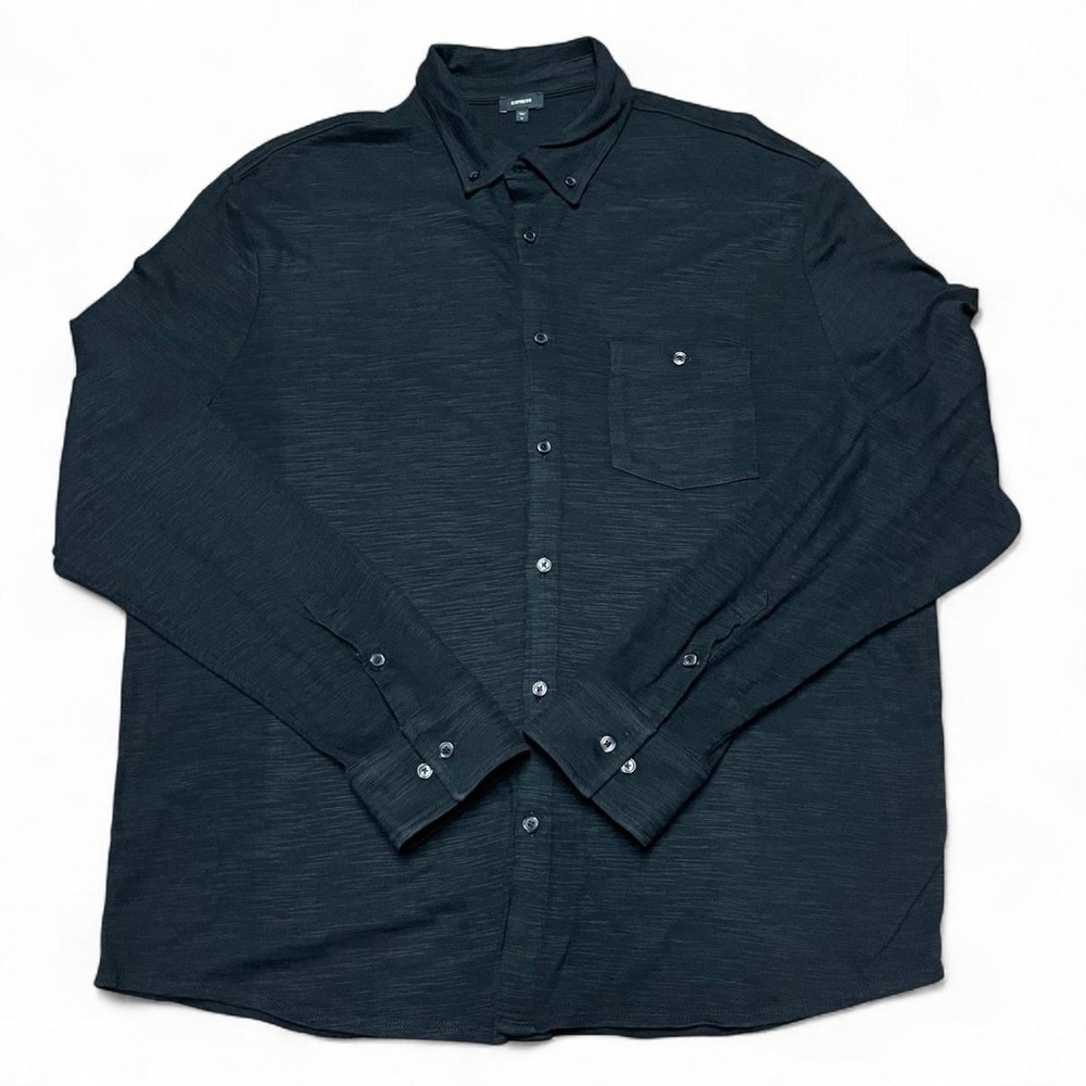 Men's Express Black Button-Down Long Sleeve Shirt Size XL Casual Cotton Stretch